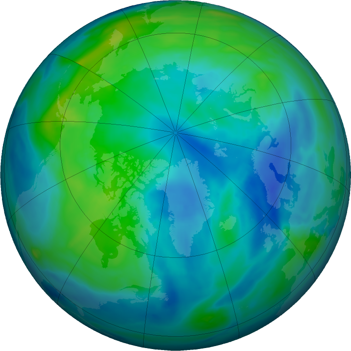 Arctic ozone map for 24 October 2019